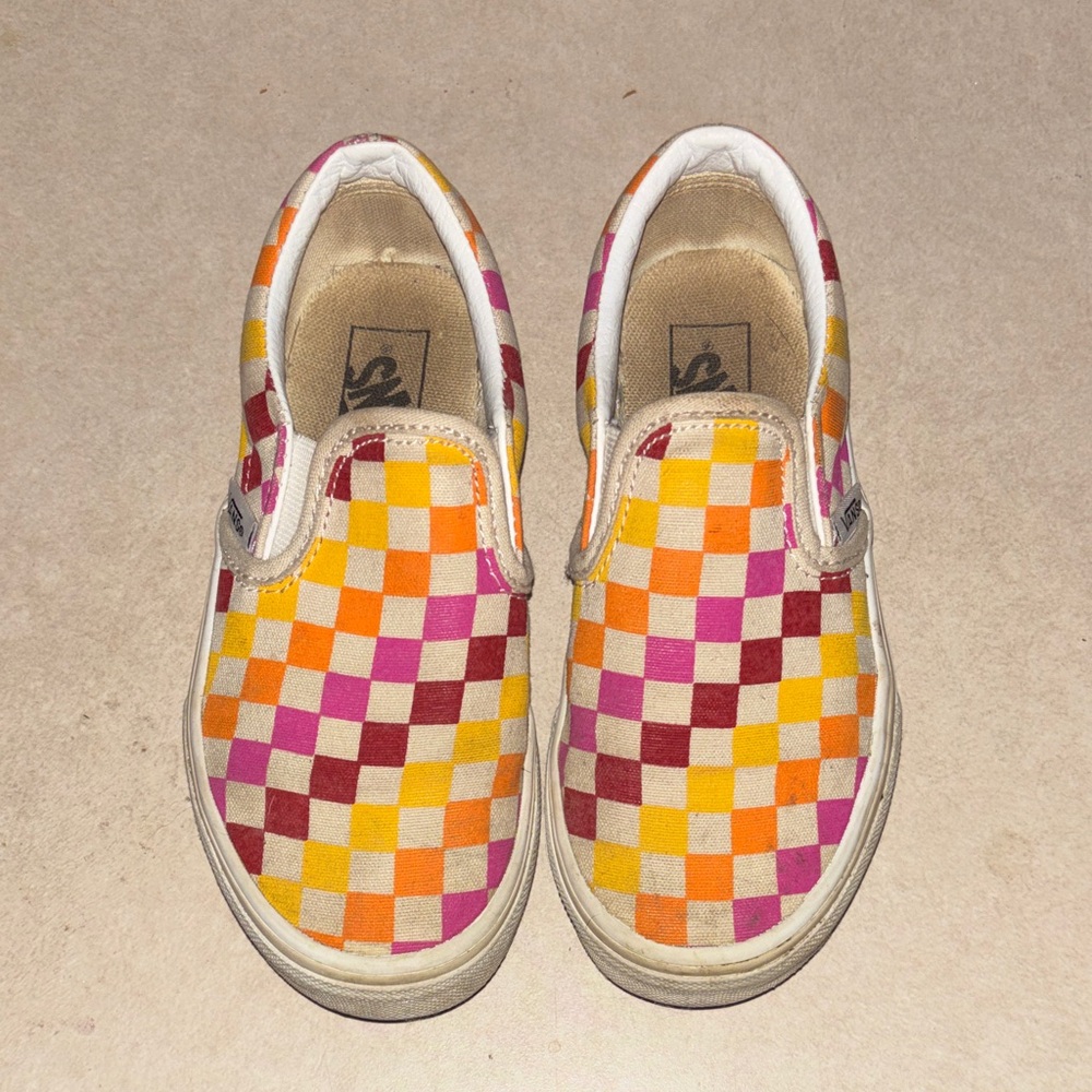 Vans Kids Multicolor Checkered Slip-On Sneakers size 13